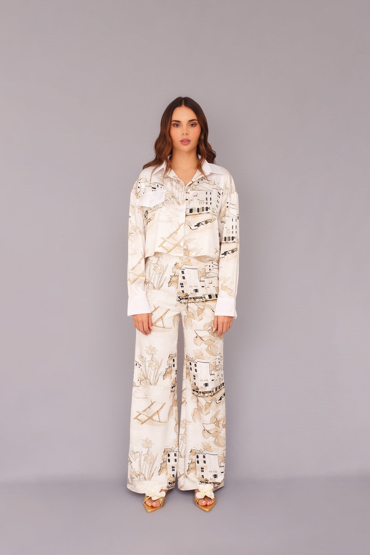 CAMISA HANNA OVERSIZE PRINT ITALA SEPIA