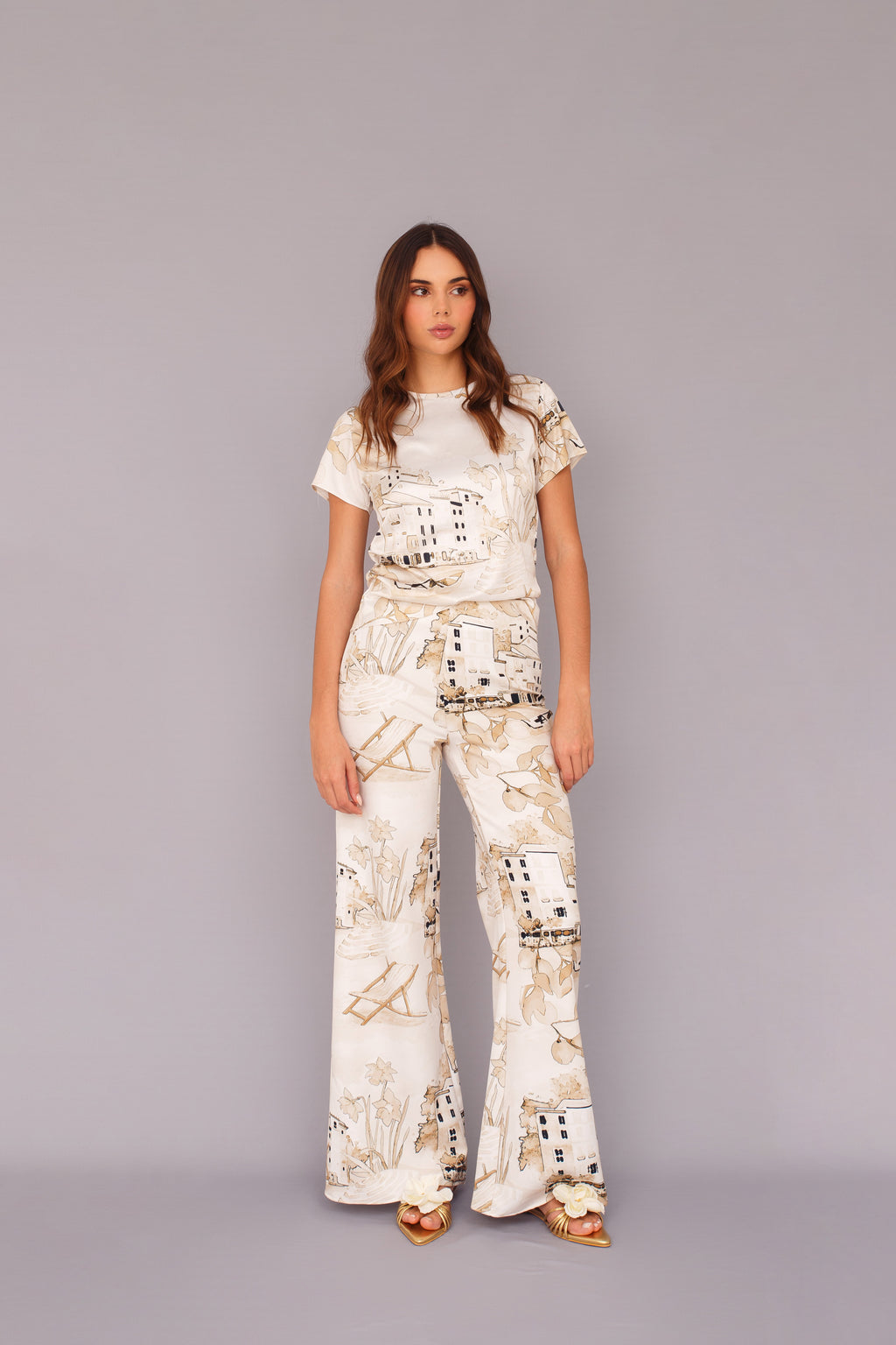 PANTALON LAURA PRINT ITALA SEPIA