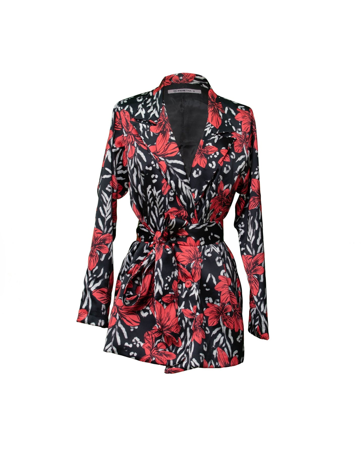 Blazer Sarah - Print Flores Rojas