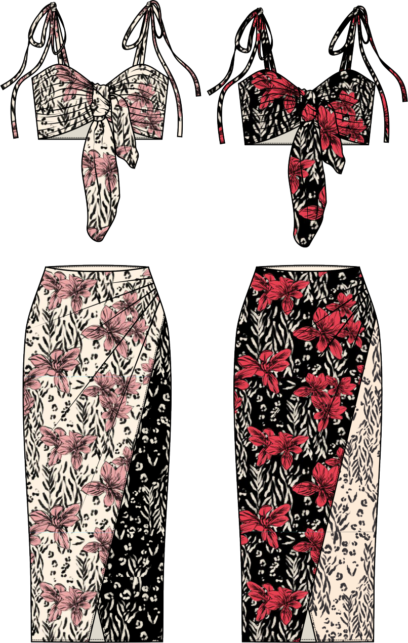SET SIARA - Print Duo Flores Rosas