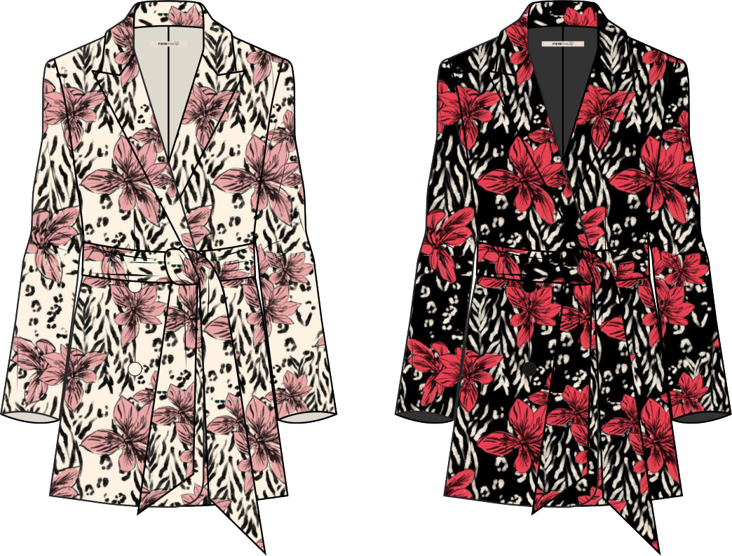 Blazer Sarah - Print Flores Rojas